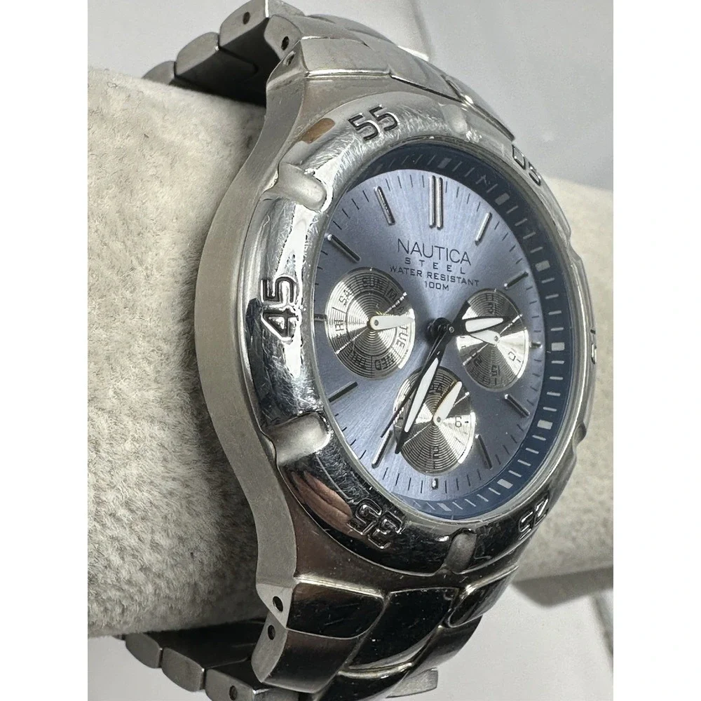 Nautica Steel 10075G New‎ Battery Mens Watch 38MM 7.25